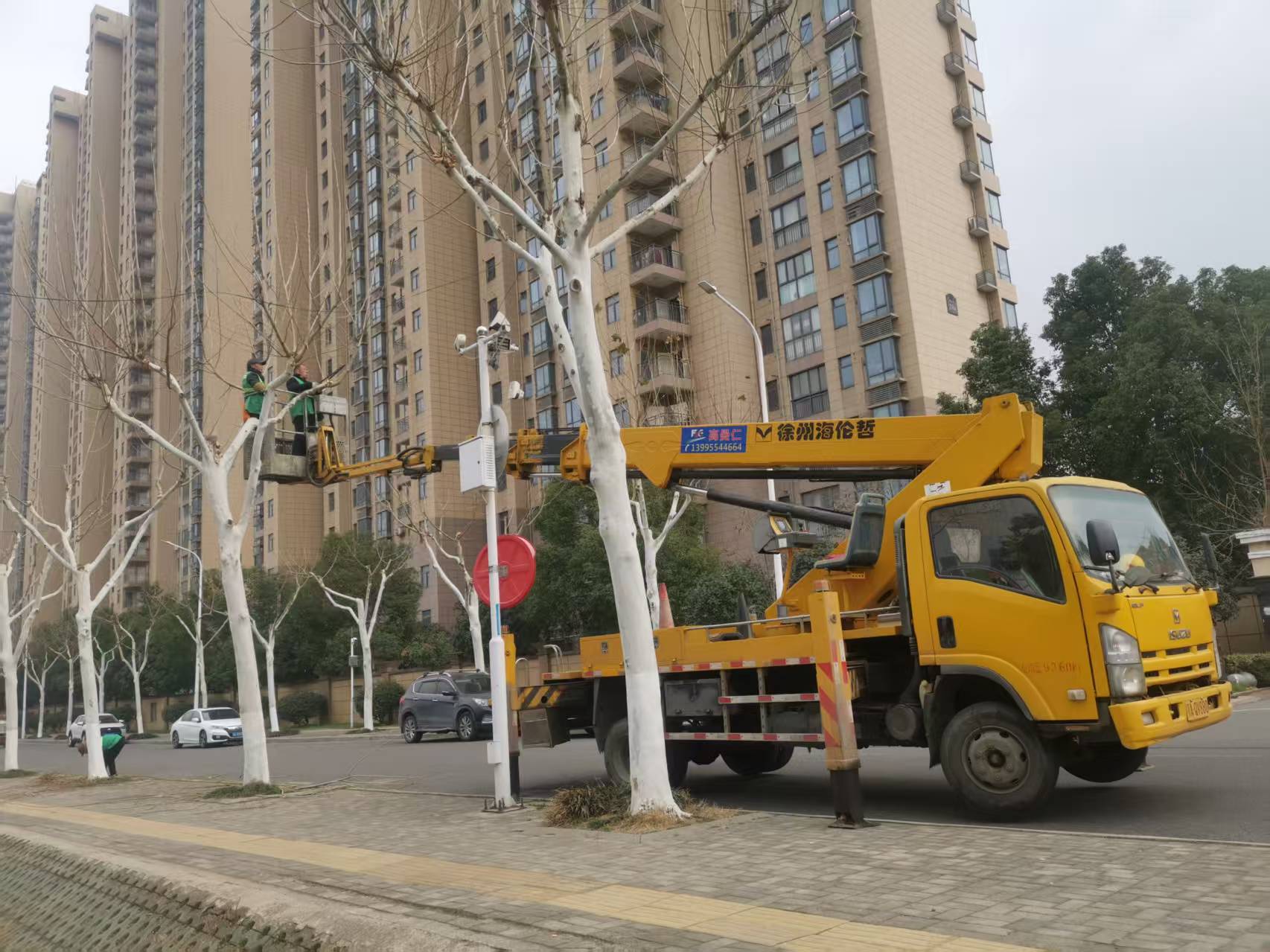 18米高空作業(yè)車(chē)園林修剪施工現(xiàn)場(chǎng)